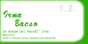 irma bacso business card